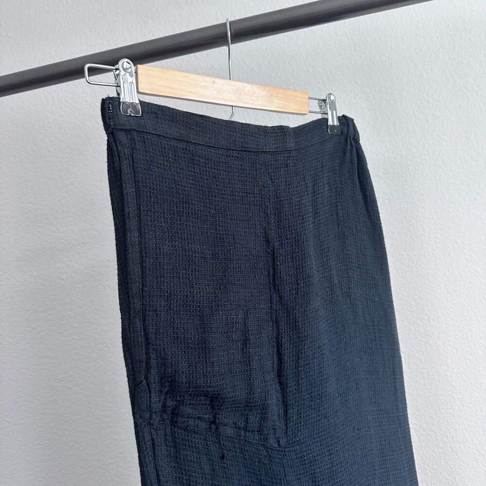Flax  Navy waffle like linen blend long skirt - size - small